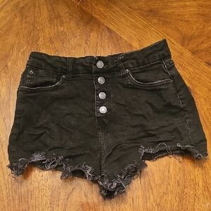 Black Distressed Women Shorts Boho Gothiccore Sz 9 Soft Stretch Bohemia Classic